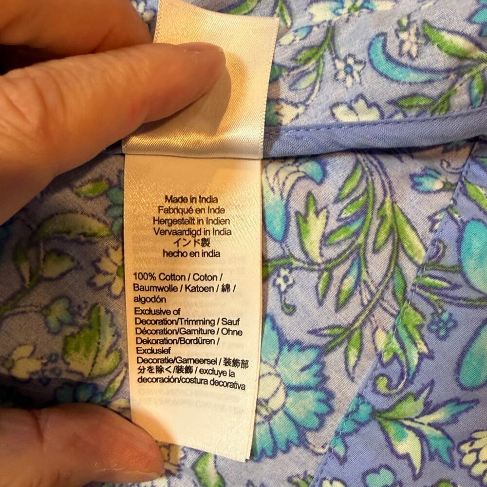J.CREW Women's Provence Floral Dress MEDIUM Blue Smocked Waist Midi 100% Cotton - Picture 9 of 13
